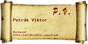 Petrák Viktor névjegykártya